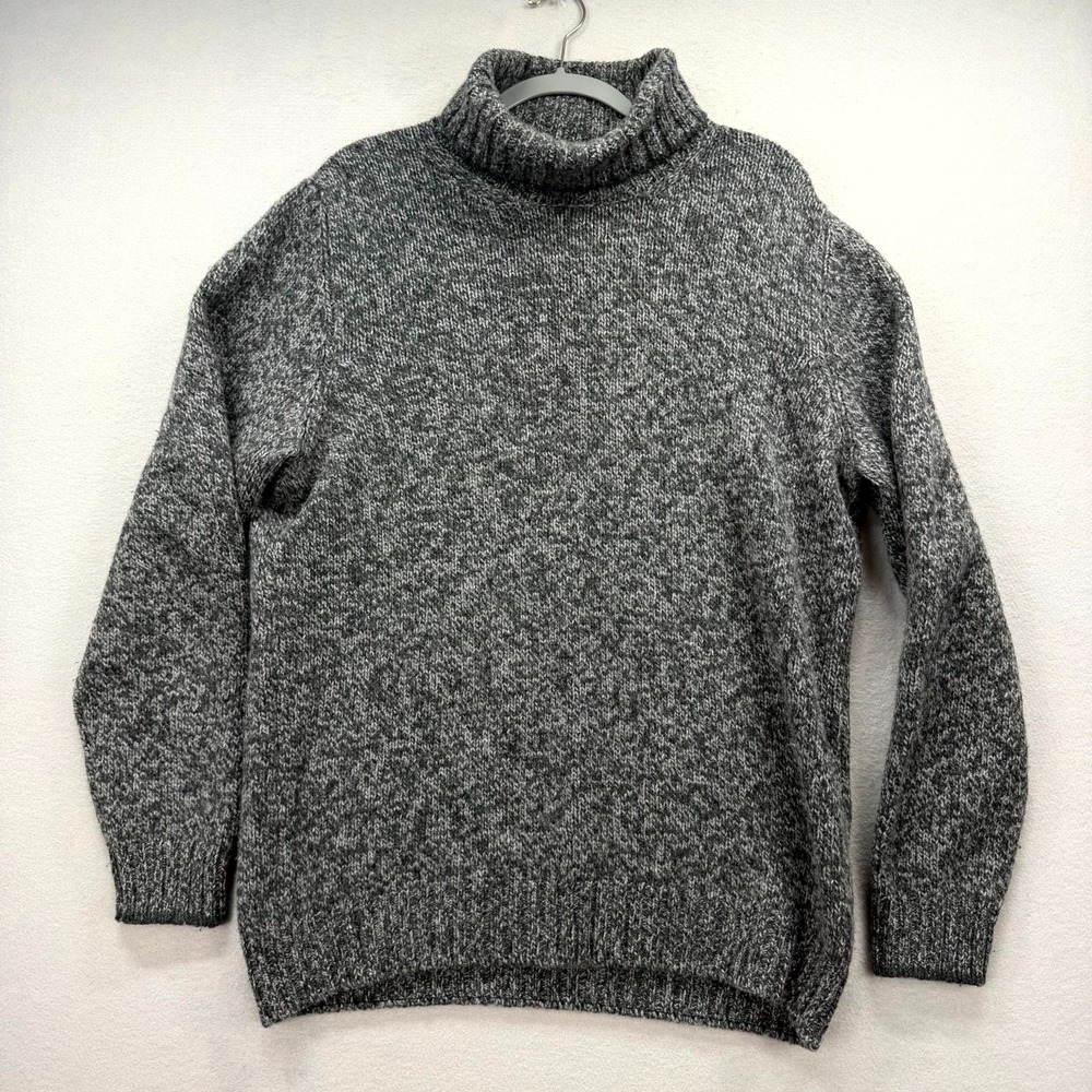 Gran Sasso Knit Turtleneck Sweater Mens Heather Gray Virgin Wool Raglan Italy